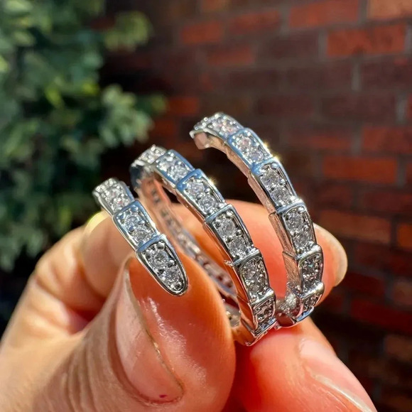 Anthropologie Jewelry - Serpenti Snake Silver Gold Triple Crystal Resizable Ring